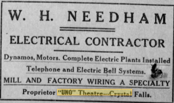 Uno Theatre - Aug 1914 Operator Had Electrician Business (newer photo)
